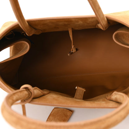 Suede Calfskin Large Hug Bag Natural