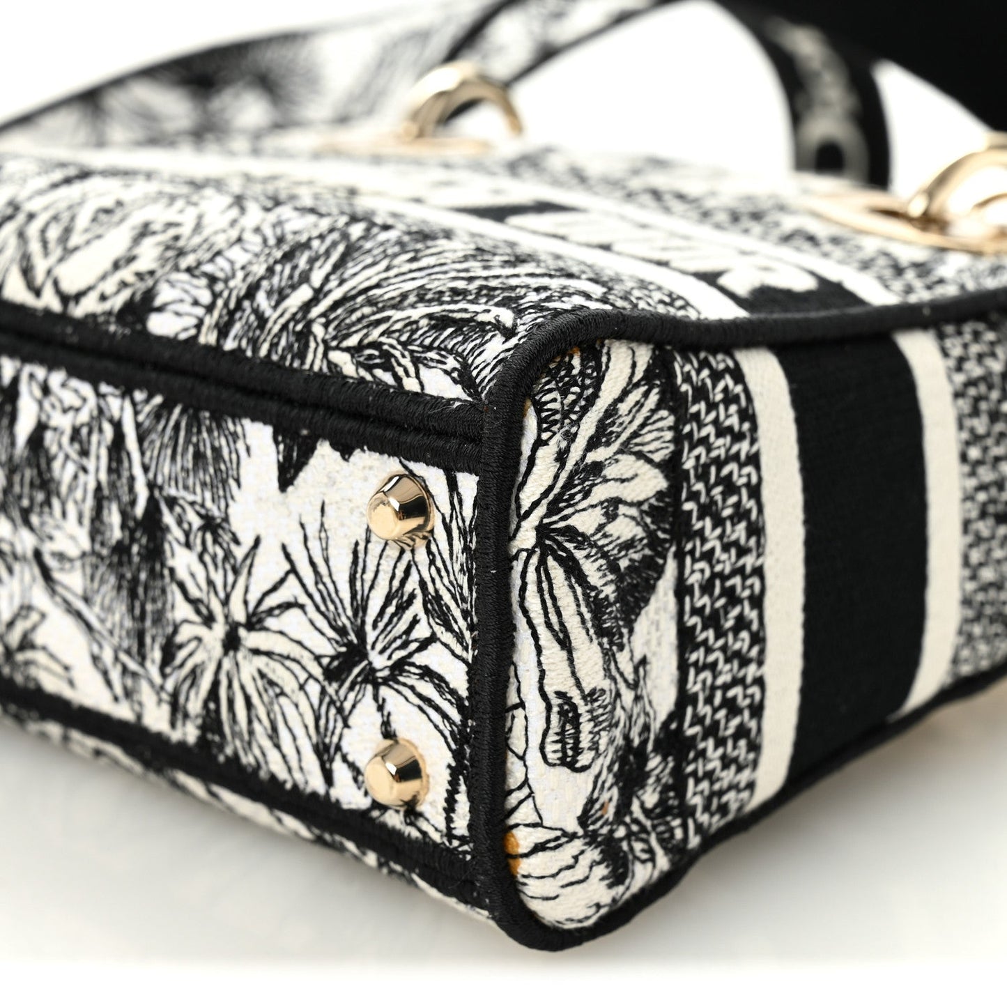 Canvas Embroidered Toile De Jouy Mini Lady D-Lite White Black
