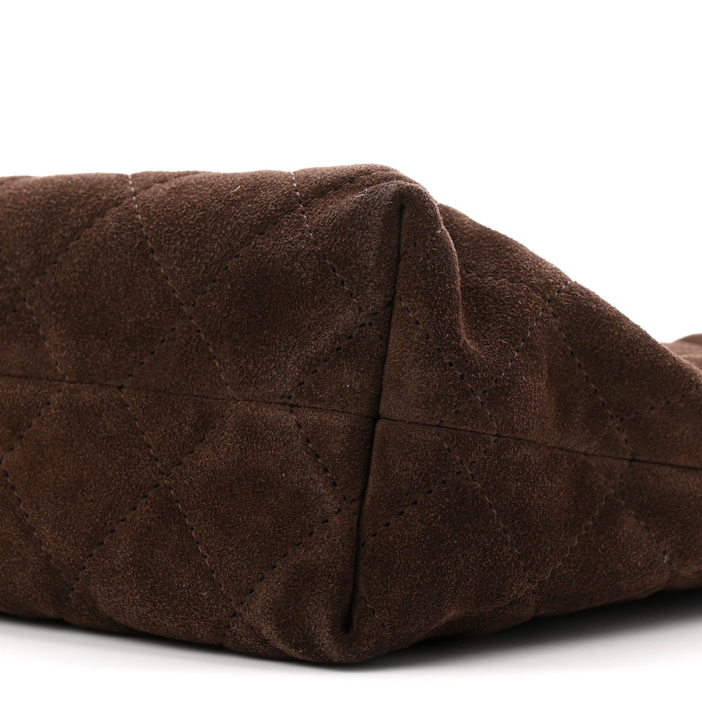 Suede Calfskin Lambskin Quilted Clutch With Strap Dark Brown