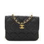 Lambskin Quilted Pearl Crush Flap With Chain Black