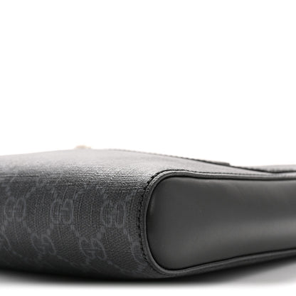 GG Supreme Monogram Web Small Flat Messenger Bag Black Grey