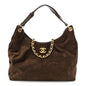 Suede Calfskin Lambskin Quilted Large Maxi Hobo Dark Brown
