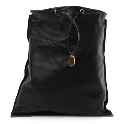 Calfskin Flat Drawstring Tote Black