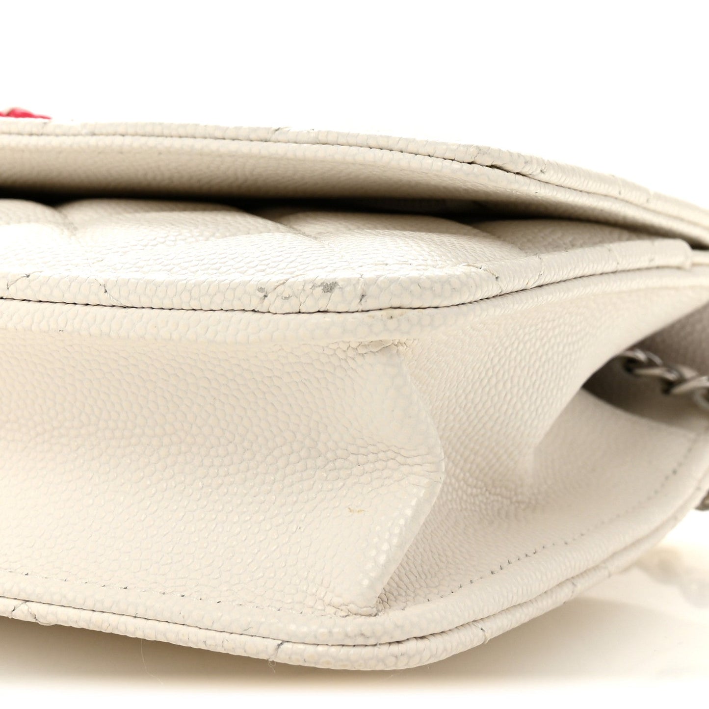 Caviar Quilted Chanel 19 Wallet On Chain WOC White Pink