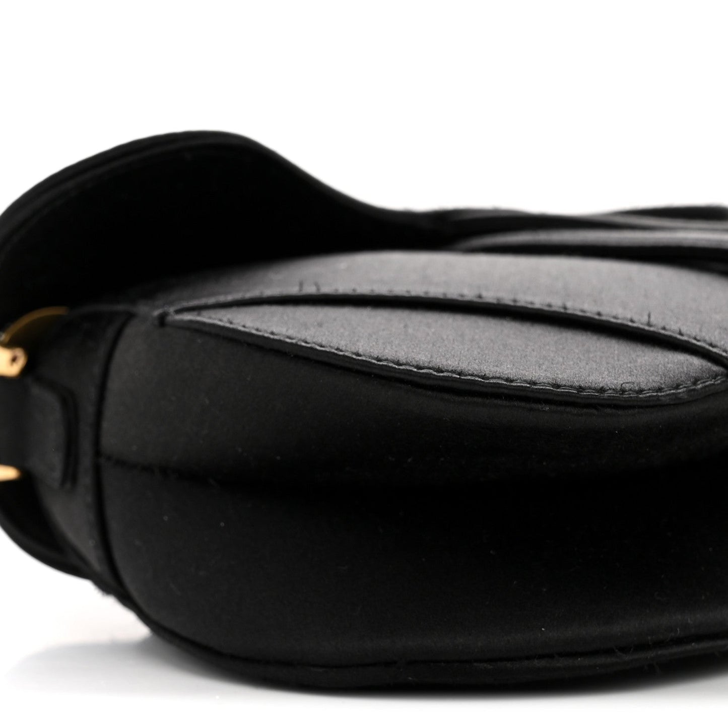 Satin Crystal Mini Saddle Bag Black