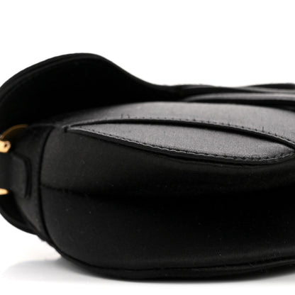 Satin Crystal Mini Saddle Bag Black