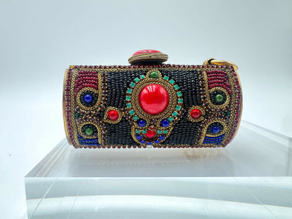 Chanel Vintage 1981 Jewelled Metal Clutch