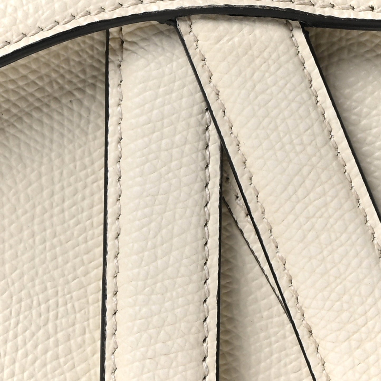 Grained Calfskin Mini Saddle Bag White