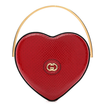 Snakeskin Broadway Mini Heart Top Handle Bag Rasberry Candy
