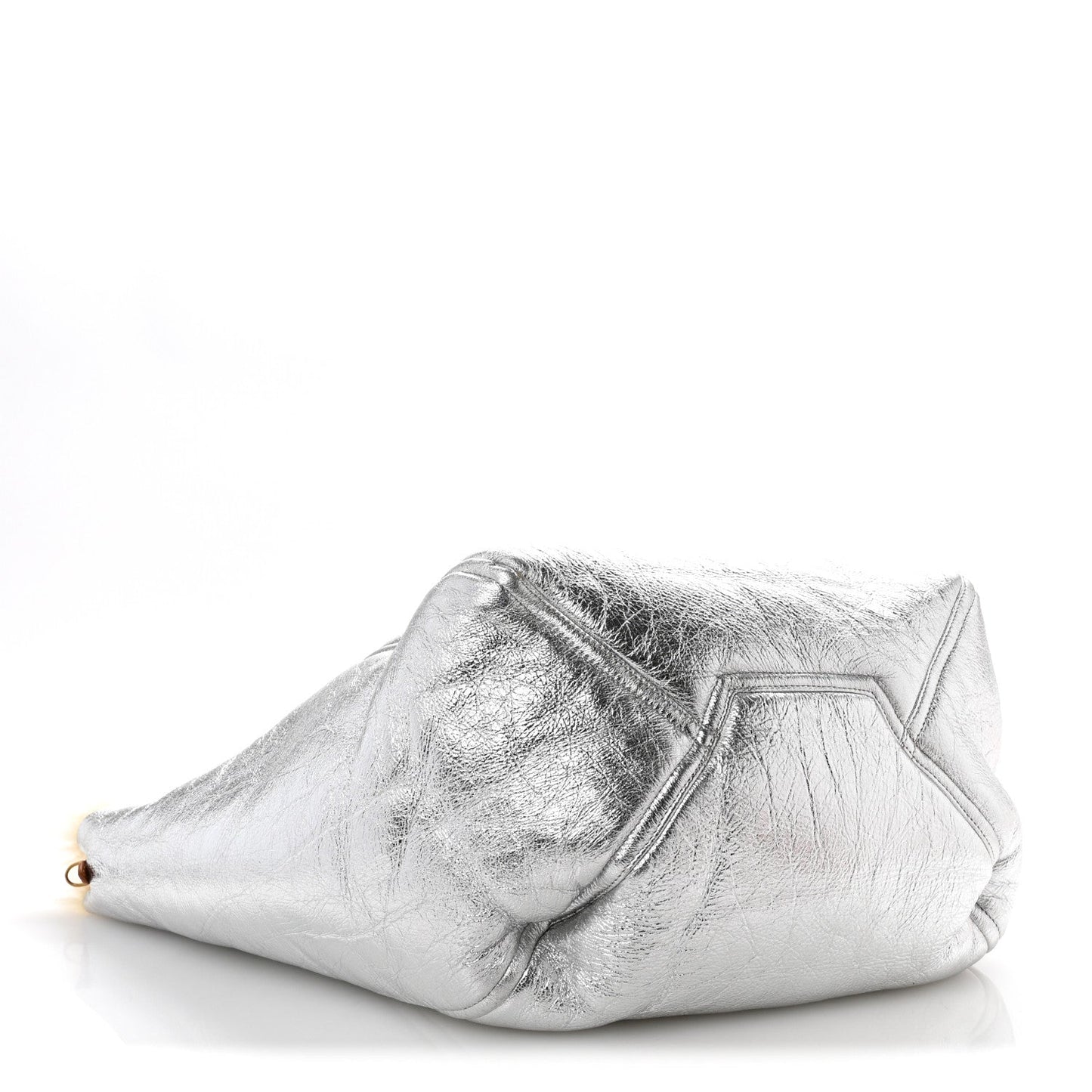 Metallic Lambskin Shearling Medium Phantom Cabas Reversible Tote Natural Silver