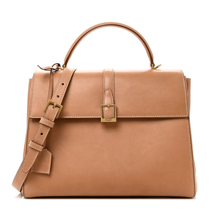 Smooth Vintage Calfskin Le Fermoir Top Handle Bag Vintage Brown