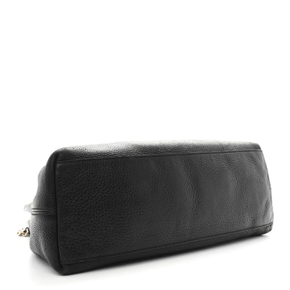 Pebbled Calfskin Medium Soho Chain Shoulder Bag Black