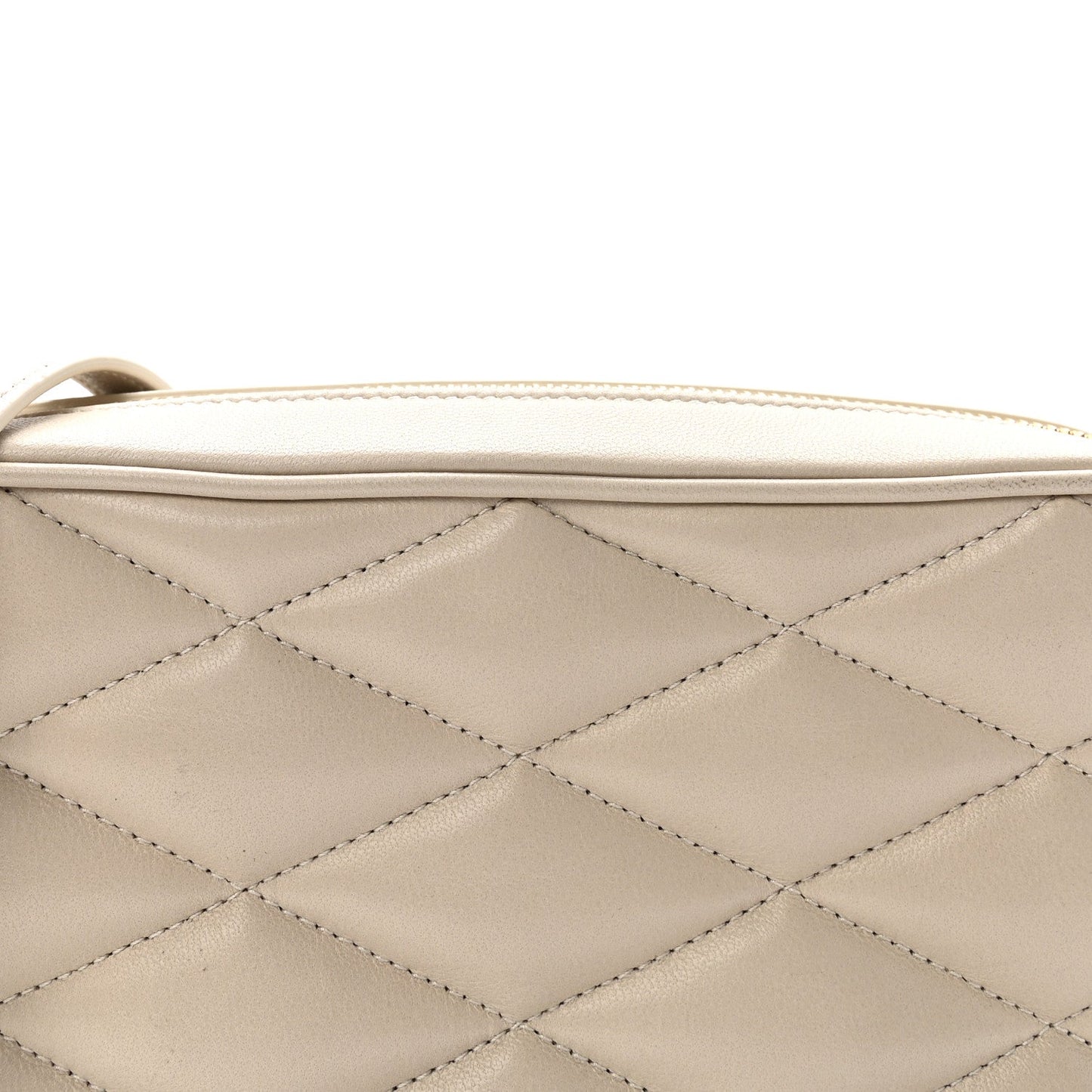 Lambskin Quilted Mini Camera Bag Crema Soft