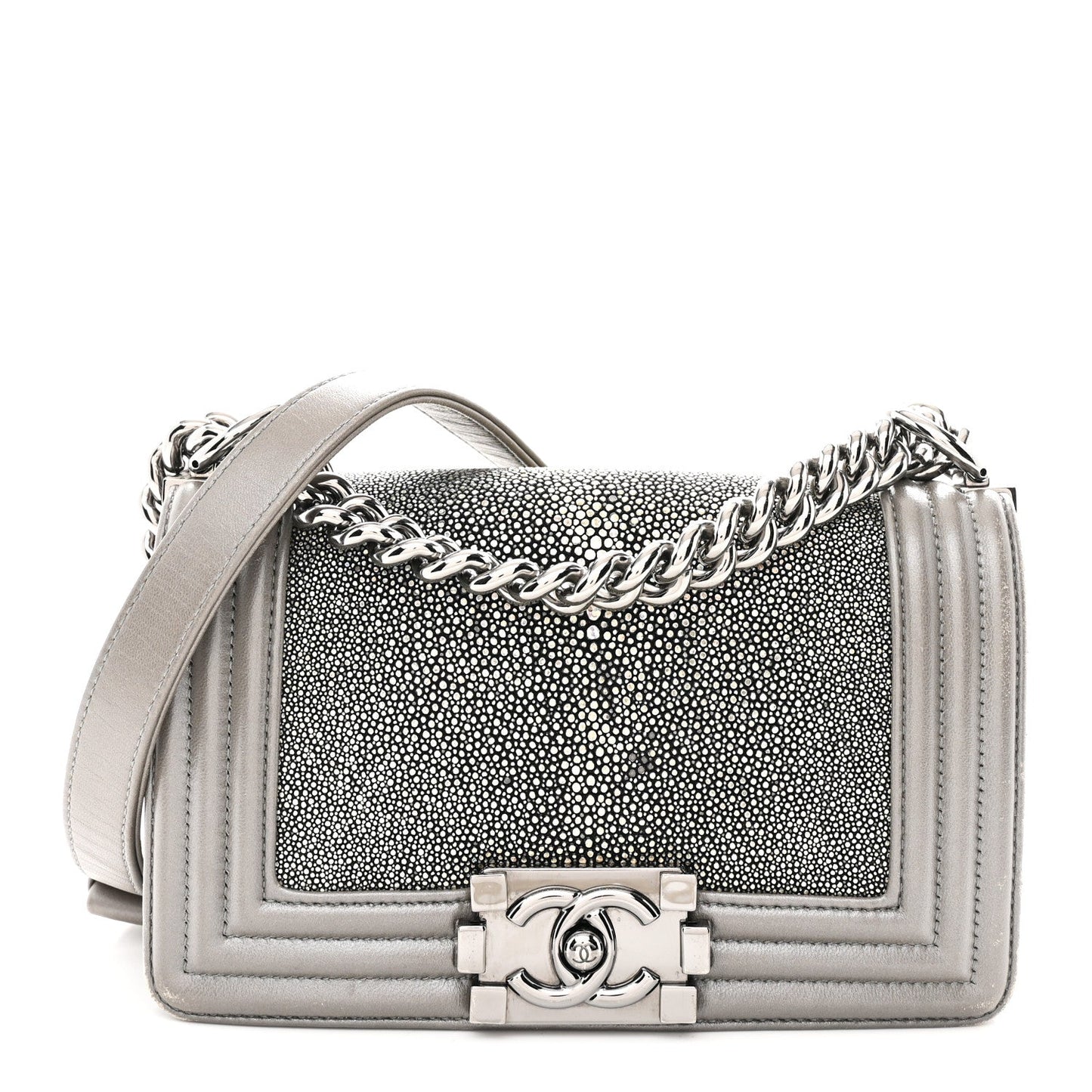 Galuchat Stingray Small Boy Flap Silver