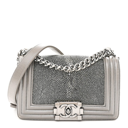 Galuchat Stingray Small Boy Flap Silver