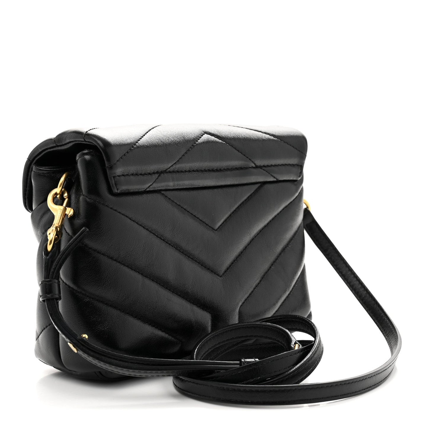 Calfskin Y Quilted Monogram Toy Loulou Crossbody Bag Black