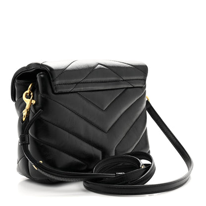 Calfskin Y Quilted Monogram Toy Loulou Crossbody Bag Black