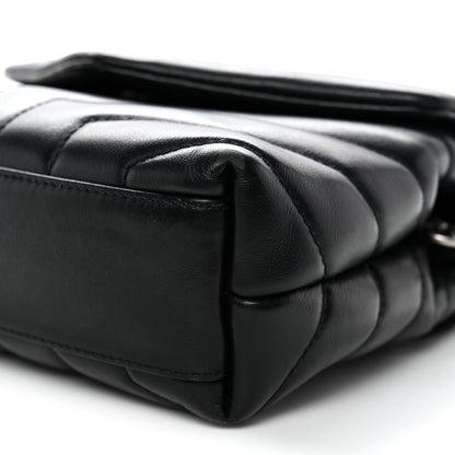 Calfskin Y Quilted Monogram Toy Loulou Crossbody Bag Black
