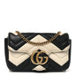 Calfskin Matelasse Super Mini GG Marmont Shoulder Bag Black White
