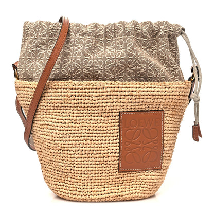 Calfskin Raffia Anagram Paulas Ibiza Pochette Bag Natural Tan