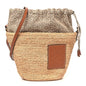 Calfskin Raffia Anagram Paulas Ibiza Pochette Bag Natural Tan