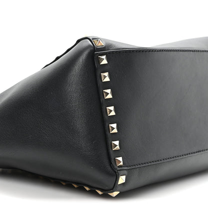 Vitello Small Rockstud Double Handle Tote Black