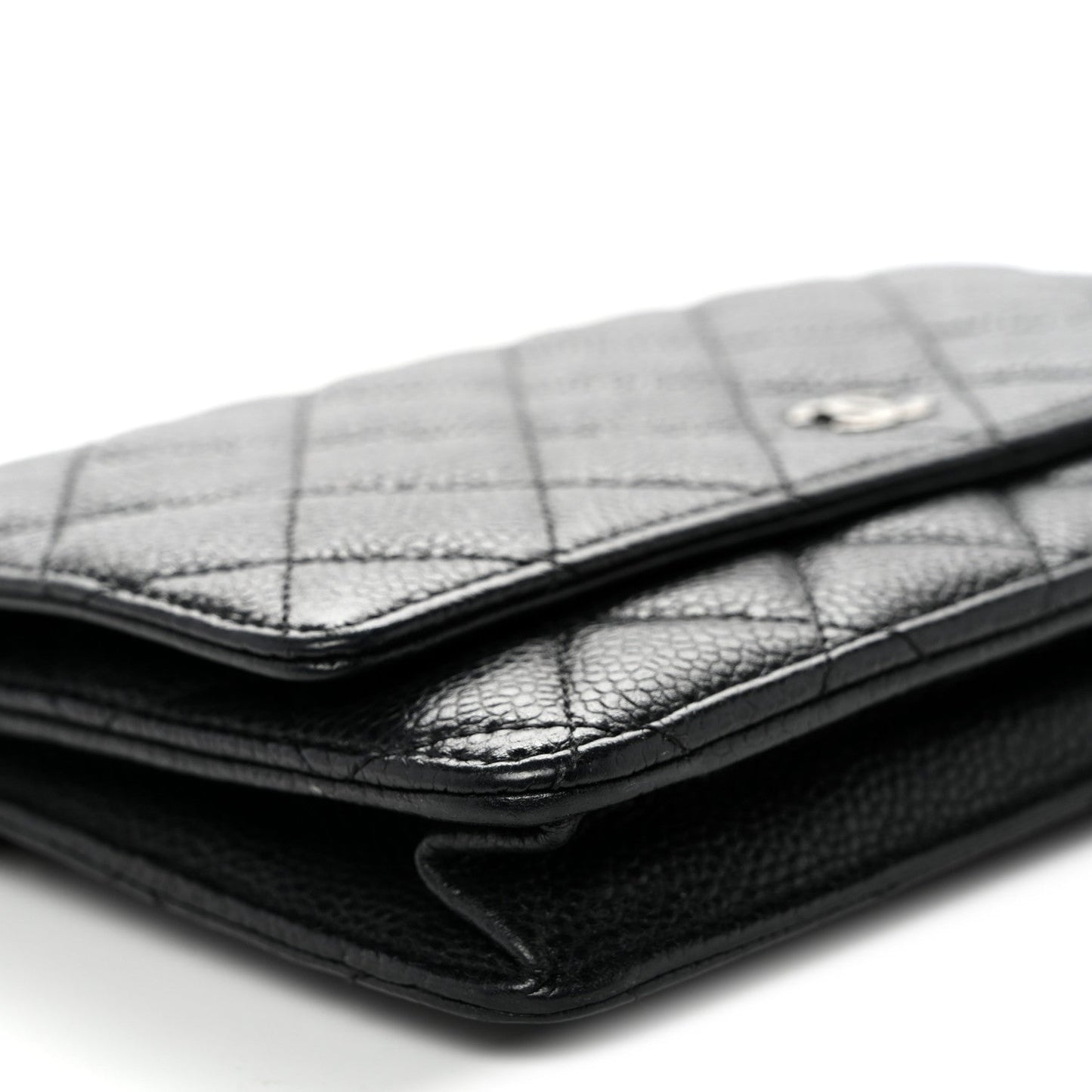Caviar Quilted Wallet on Chain WOC Black