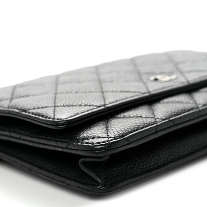 Caviar Quilted Wallet on Chain WOC Black