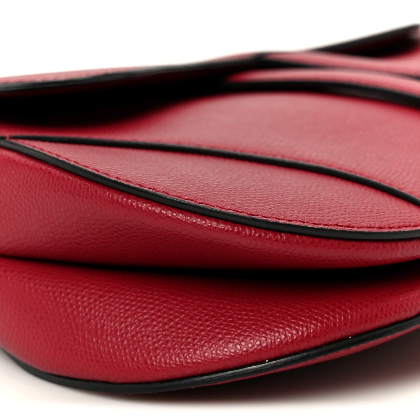 Grained Calfskin Saddle Bag Red