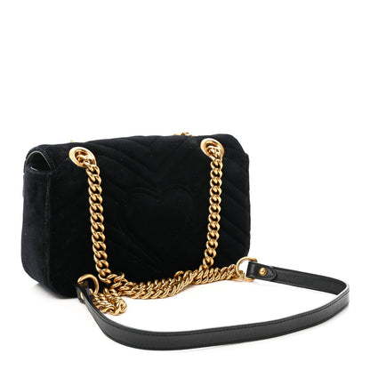 Velvet Matelasse Mini GG Marmont Shoulder Bag Black