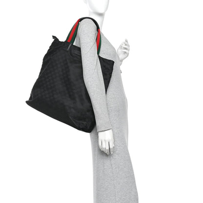 GG Monogram Large Web Handle Vertical Tote Black