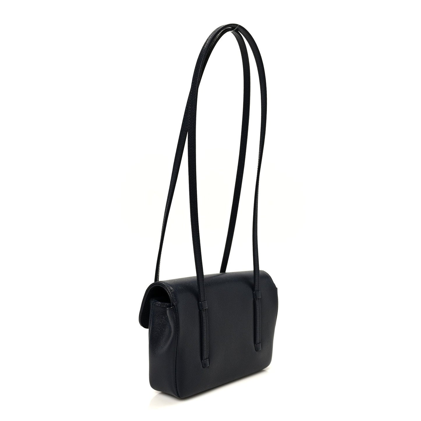 Shiny Caviar Mini Preppy Coco Shoulder Bag Dark Blue