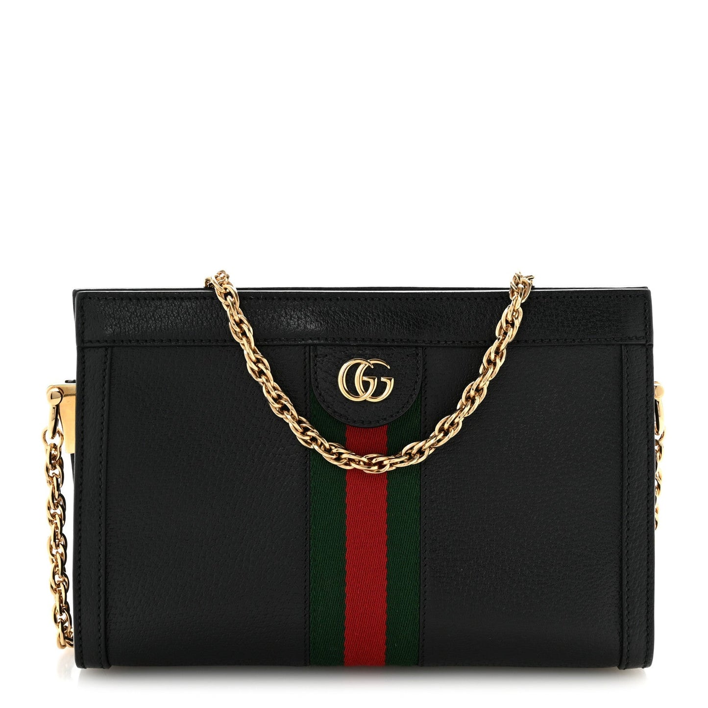 Calfskin GG Web Small Ophidia Chain Shoulder Bag Black