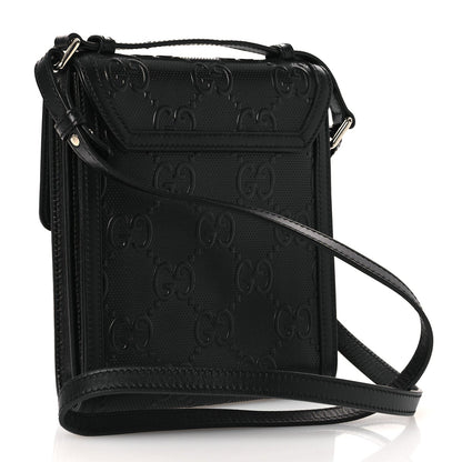 Calfskin GG Tennis Embossed Messenger Bag Black