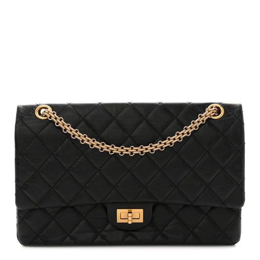 Aged Calfskin Quilted 2.55 Reissue 226 Flap Black