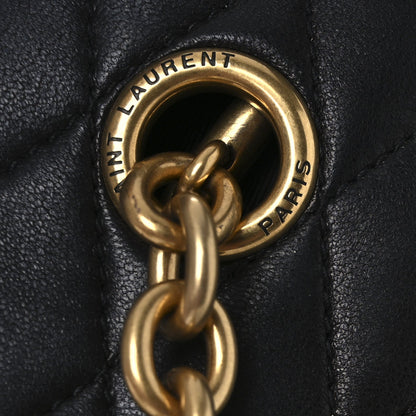Lambskin Quilted Round Le Maillon Round Tassel Chain Crossbody Bag Black