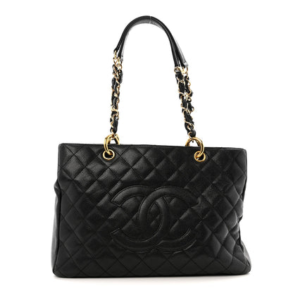 Caviar Quilted Grand Shopping Tote GST Black
