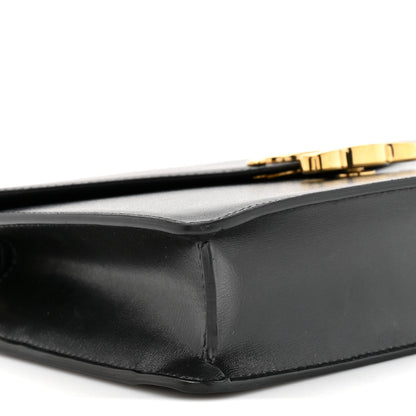 Shiny Calfskin Triomphe Margo Wallet on Chain Black