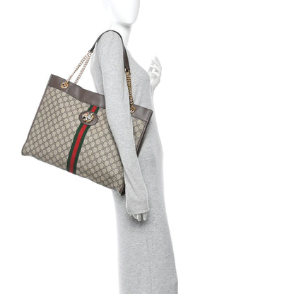 GG Supreme Monogram Large Rajah Chain Tote Beige New Acero