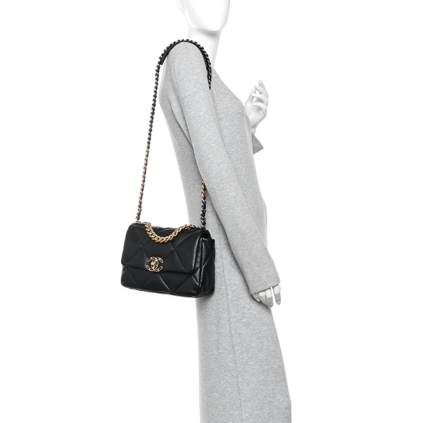 Lambskin Quilted Medium Chanel 19 Flap Black