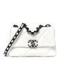 Glossy Calfskin Quilted Medium Chanel 19 Flap White Black