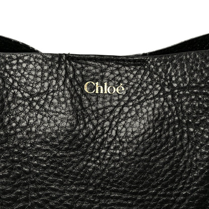 Grained Calfskin Small Spin Tote Black