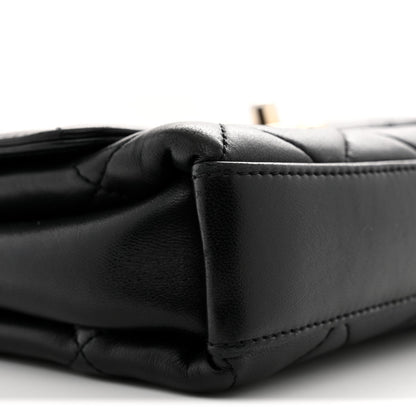 Lambskin Quilted Mini CC Crystal Logo Chain Flap Black