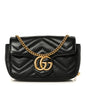 Calfskin Matelasse Super Mini GG Marmont Shoulder Bag Black