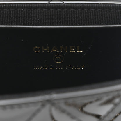 Patent Calfskin Quilted Mini Clutch Black
