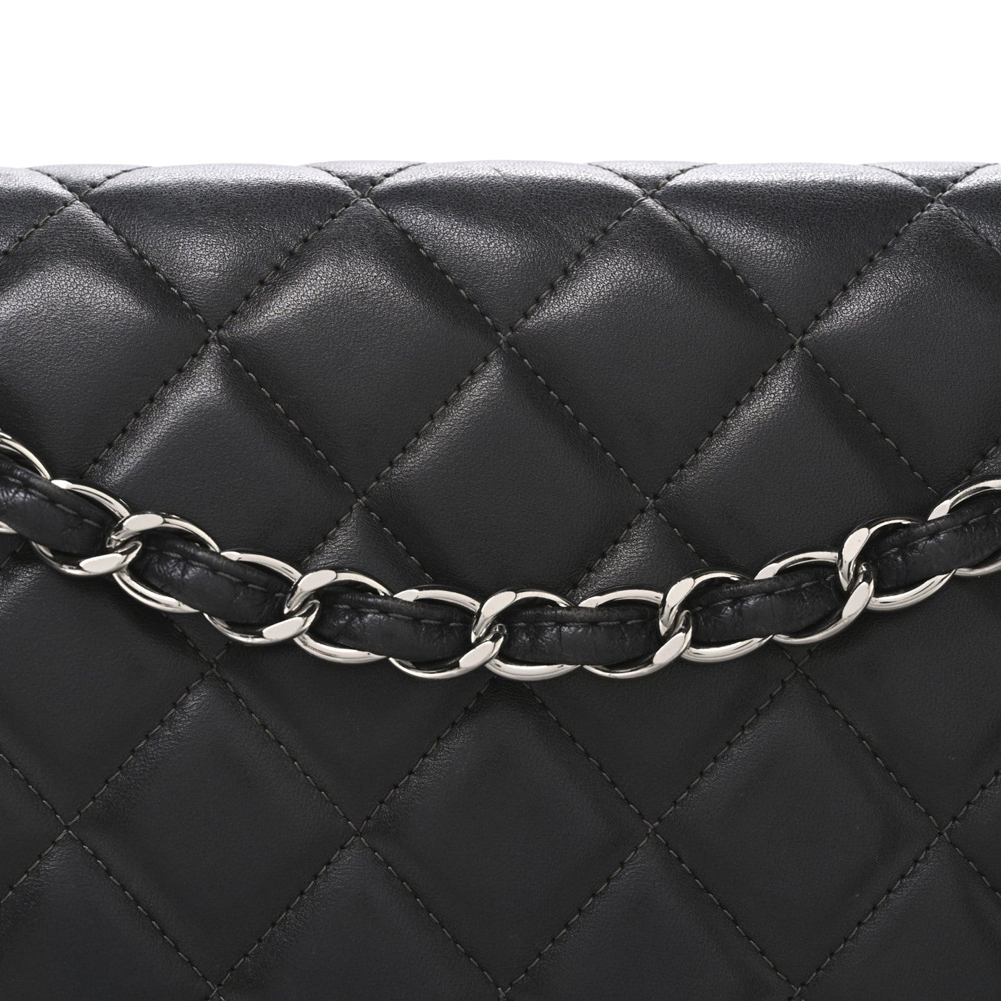 Lambskin Quilted Maxi Double Flap Dark Grey