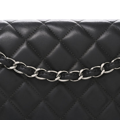 Lambskin Quilted Maxi Double Flap Dark Grey