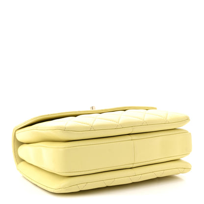 Lambskin Quilted Small Trendy CC Flap Dual Handle Bag Yellow