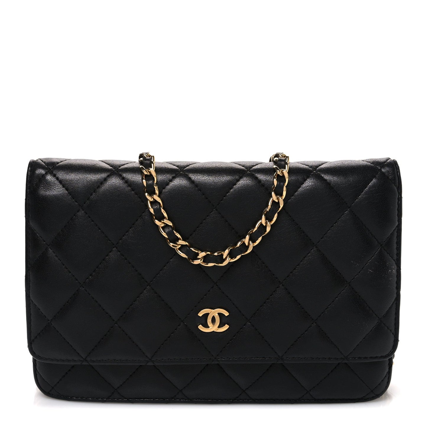 Lambskin Quilted Wallet On Chain WOC Black