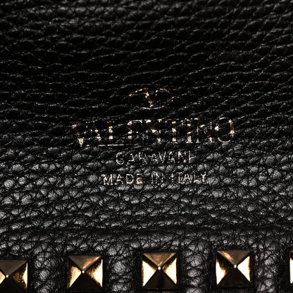 Grained Calfskin Medium Rockstud Reversible Tote Black Rose Violet